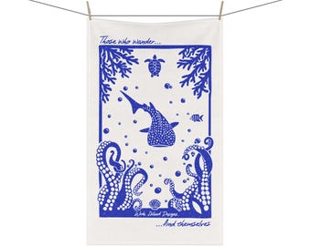Sea Life Scene Tea Towel
