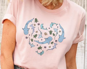 Sea Creatures Heart T-shirt Unisex