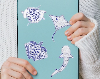 Sea Life Sticker Set - Blue