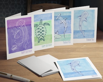 Ocean Creatures Variety Pack Greeting Cards Set