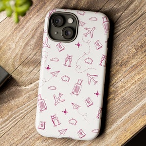 Custodia per telefono - Custodia resistente a tema viaggio divertente per viaggiatori, aerei, bagagli, champagne, regalo, festeggia il viaggio, regalo per viaggiatori