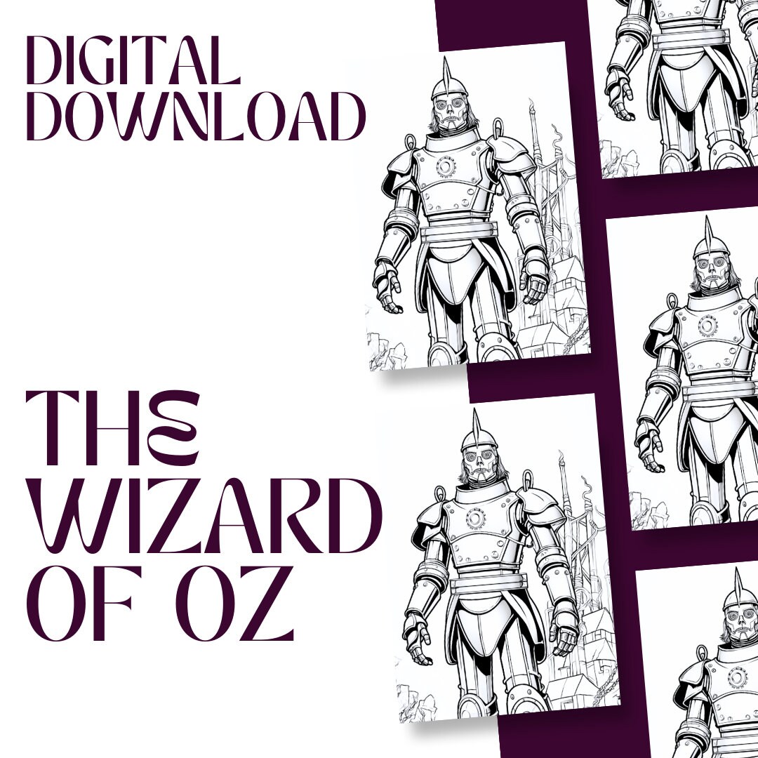The Wizard of Oz, Tin Man, Printable Black and White, Coloring Page for ...