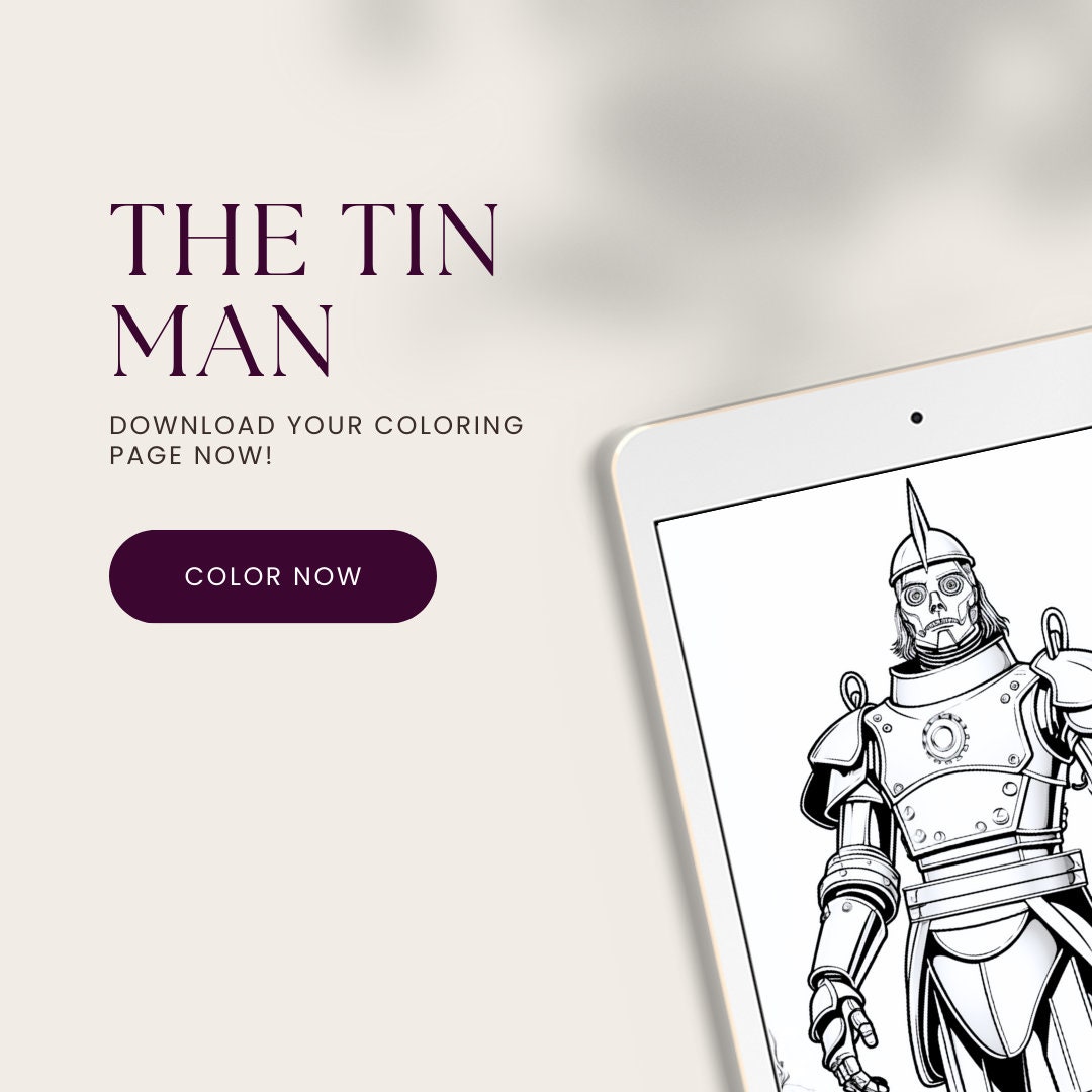 The Wizard of Oz, Tin Man, Printable Black and White, Coloring Page for ...