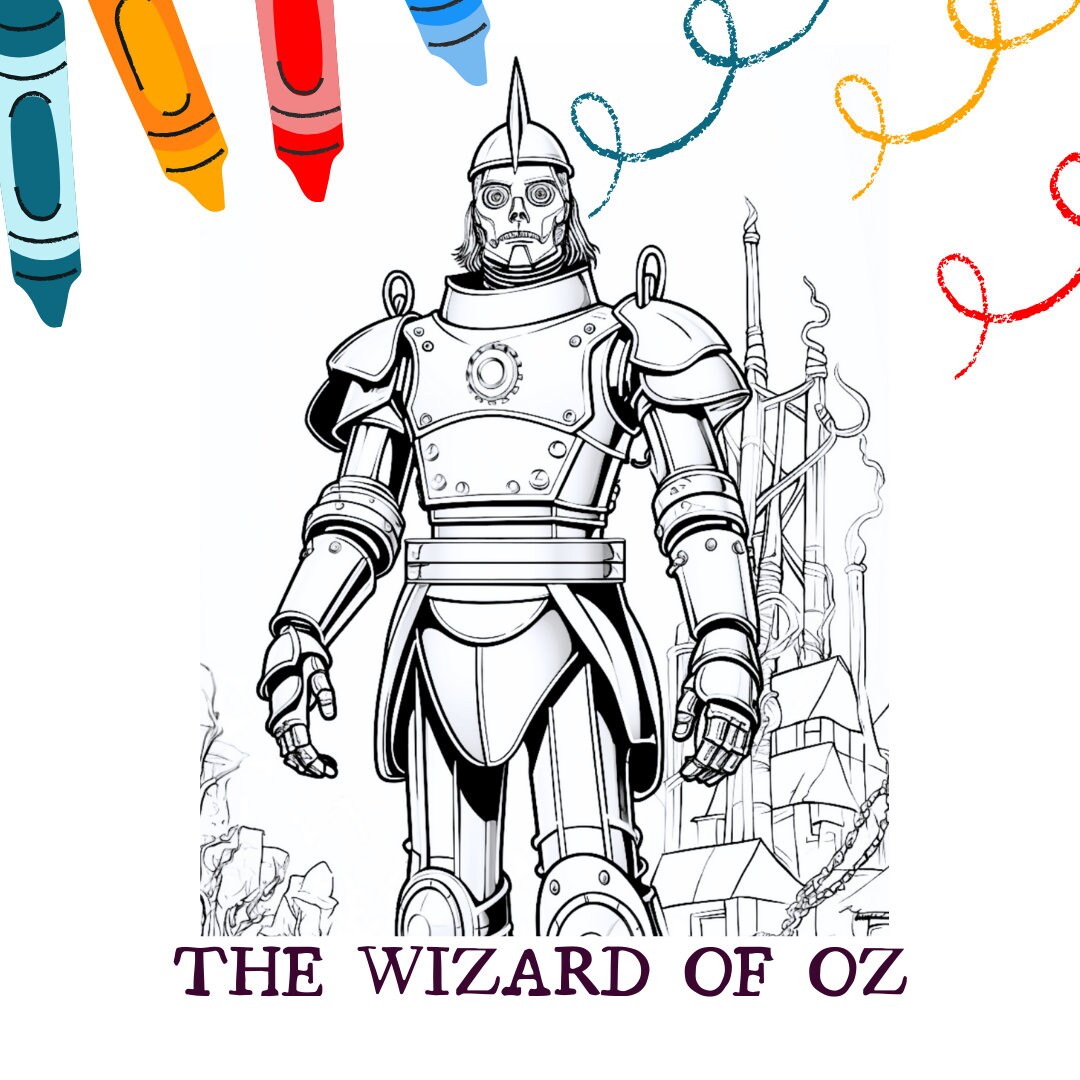 The Wizard of Oz, Tin Man, Printable Black and White, Coloring Page for ...