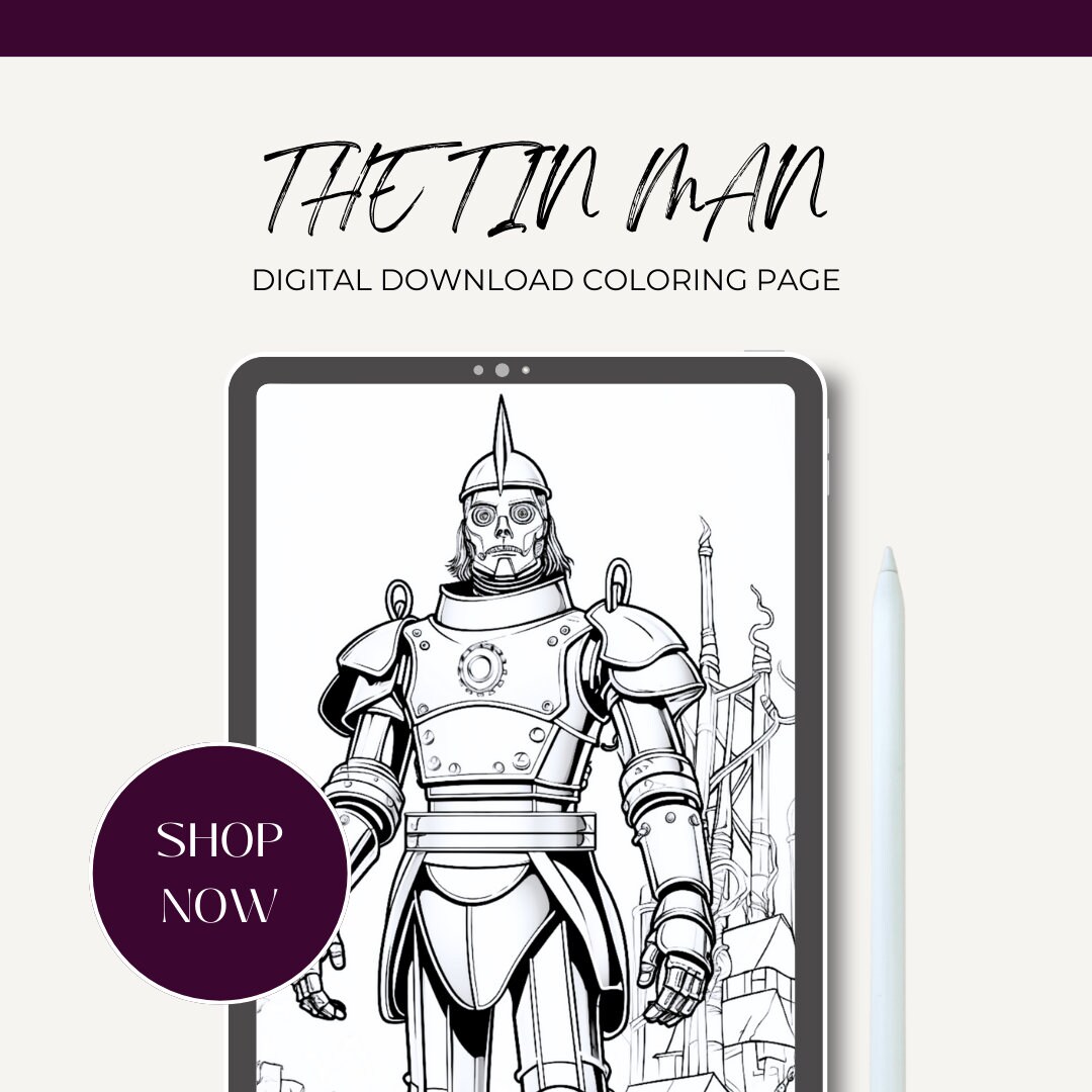 The Wizard of Oz, Tin Man, Printable Black and White, Coloring Page for ...