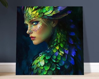 Woman Dragon Scale Aluminum Print Canvas Gift For Friend Gift Idea Must Have Home Decor House