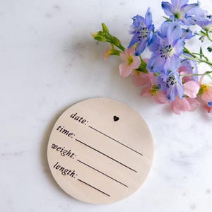 Baby Stats Announcement Sign | Natural Wood Baby Photo Sign | Personalized Stats Sign | Birth Stat Baby Sign | Natural Baby Shower Gift