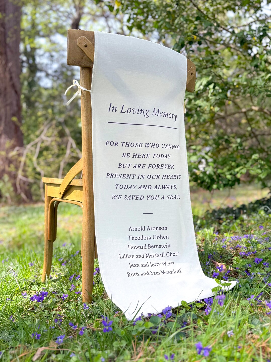 In Memory Chair White Memorial Chair Banner | in Memory of Wedding Sign | Personalized ...