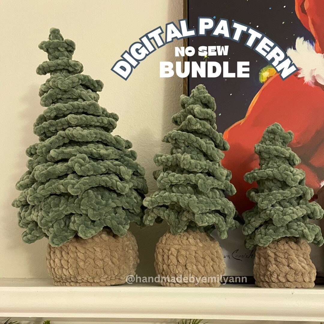 Mantle Pine Tree Crochet Pattern BUNDLE, No Sew Crochet Christmas Tree ...