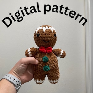 NO-SEW GINGERBREAD man crochet pattern, amigurumi pattern, plushie pattern, Christmas pattern