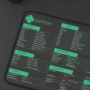 Python Cheat Sheet Desk Mat for Software Engineers, Hackers and ...