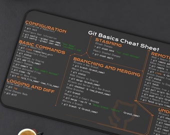 Git cheat sheet for developers, coders | Desk Accessories, Desk Mat, Gift Coworker Quick Key, Large Anti-Slip Keyboard Pad