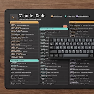 Claude Code Cheat Sheet Desk Mat, AI Coding Terminal Shortcuts Mouse Pad, Programmer Gift, Developer Desk Accessory