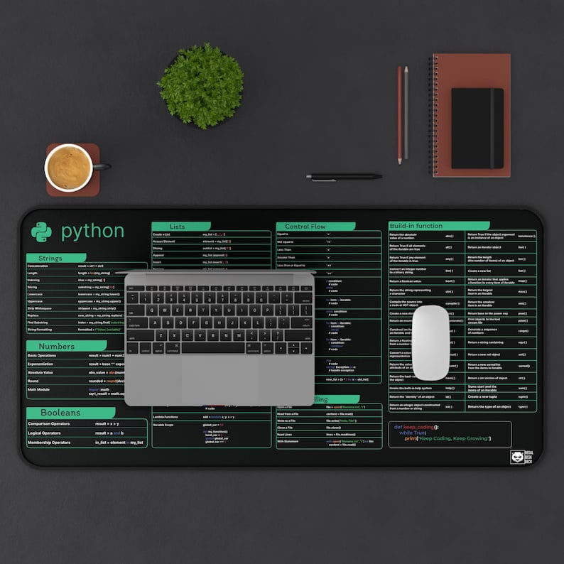 Python Cheat Sheet Desk Mat for Software Engineers, Hackers and ...