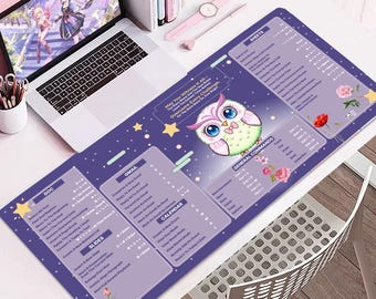 Kawaii Purple Dream Desk Mat: Google Apps Shortcuts Cheat Sheet