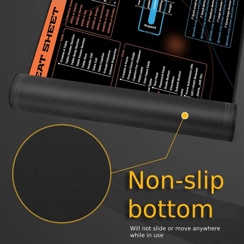 Desk Mat for Web Developers, HTML5 CSS3 Cheat Sheet, Programmer's Workspace Essential, HTML Tags Quick Reference, Tech Geek Gift Idea, HTML CSS Reference Tool
Desk Mat for Web Developers
Coding