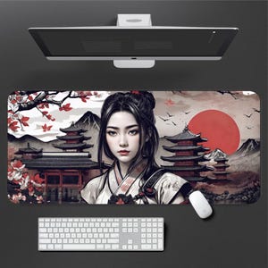 Japanese Geisha Desk Mat: XL Sakura Gaming Mouse Pad