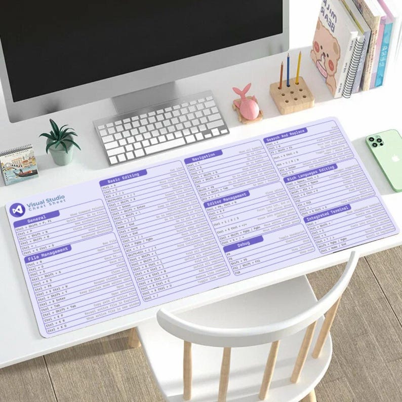 Mat Mac R Visual Studio Cheat Sheet Desk Mat: Mac & Windows Keyboard Pad - Etsy ...