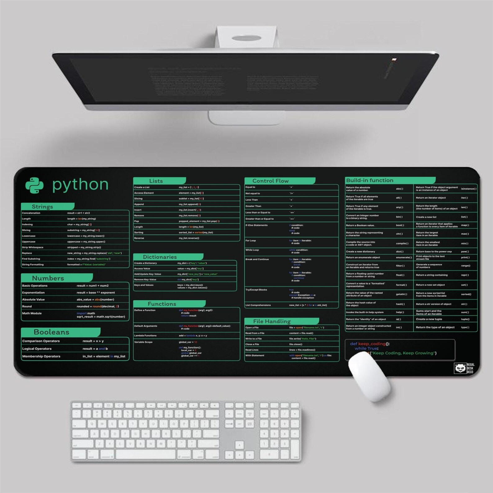 Python Cheat Sheet Desk Mat for Software Engineers, Hackers and ...