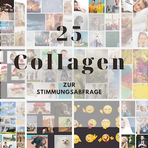 オンライン会議、ディスカッション、ワークショップでの気分調査用の 25 枚の気分写真コラージュ