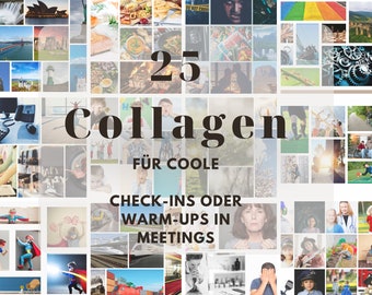 25 picture collages for check-in or warm-up in online meetings, discussions and workshops