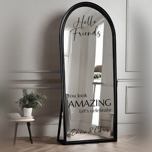 Aangepaste spiegelsticker bruiloft: Hello Friends selfiebord