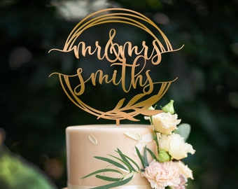 Wedding Cake Toppers, Custom Cake Topper, Cake Toppers, Custom Initials Cake Topper for Weddings, Rustic Cake Topper, Gold Cake Topper