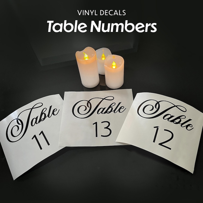 Elegant Wedding Table Number Decal: Calligraphy Vinyl Sticker - Etsy