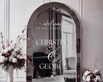 Customizable Wedding Mirror Decal: Personalized Names, Vinyl Stickers