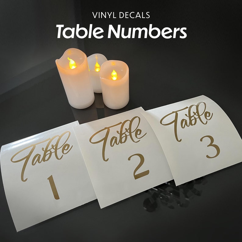 Elegant Wedding Table Number Decal: Calligraphy Vinyl Sticker - Etsy