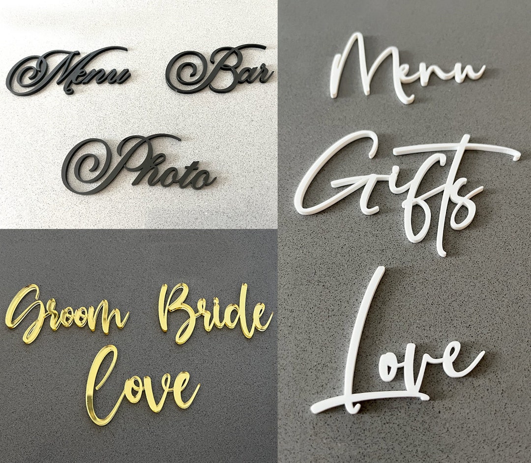 Laser Cut Cursive Wedding Sign: Acrylic or Wood, Custom Names - Etsy