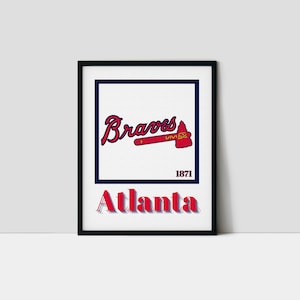 Atlanta Baseball Art Print, Braves Wall Decor, Minimalist Sports Wall Art, Gift for Baseball Fans