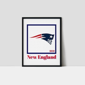 New England Football Art Print, Patriots Wall Decor, Minimalist Sports Wall Art, Gift for Football Fans
