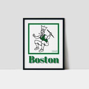 Boston Basketball Art Print | Celtics Wall Art | Minimalist | Trendy | Retro | Wall Art