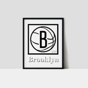 Brooklyn Basketball Art Print | Nets Wall Art | Minimalist Art Print | Retro Wall Art