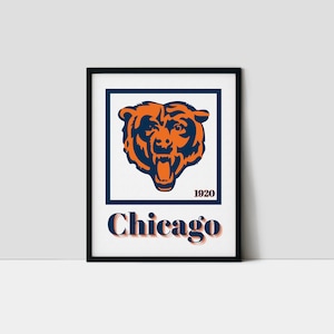 Chicago Football Art Print, Bears Wall Decor, Minimalist Sports Wall Art, Gift for Football Fans