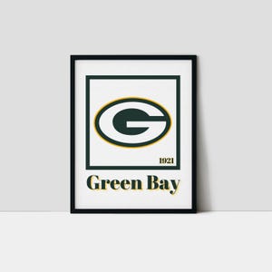 Green Bay Football Art Print, Packers Wall Decor, Minimalist Sports Wall Art, Gift for Football Fans