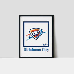 Oklahoma City Basketball Art Print | Thunder Wall Art | Minimalist Art Print | Retro Wall Art
