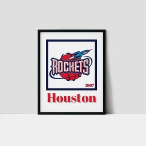 Houston Basketball Art Print | Rockets Wall Art | Minimalist Art Print | Retro Wall Art