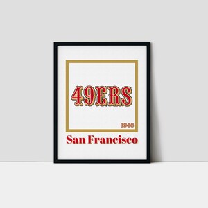 San Francisco Football Art Print, 49ers Wall Decor, Minimalist Sports Wall Art, Gift for Football Fans