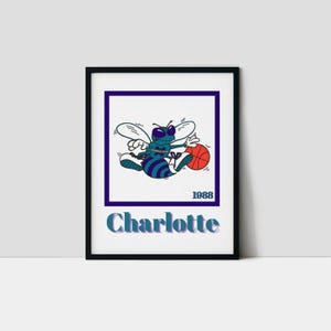 Charlotte Basketball Art Print | Hornets Wall Art | Minimalist | Trendy | Retro | Wall Art