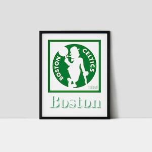 Boston Basketball Art Print | Celtics Wall Art | Minimalist Art Print | Retro Wall Art