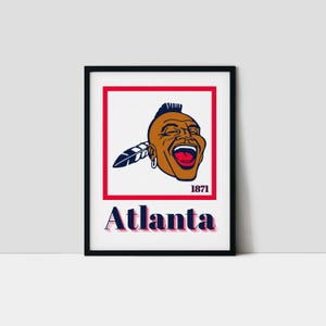 Atlanta Baseball Art Print, Vintage Braves Wall Decor, Minimalist Sports Wall Art, Gift for Baseball Fans