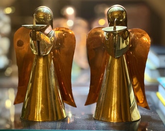 Vintage MCM Christmas Angel Candle Holders