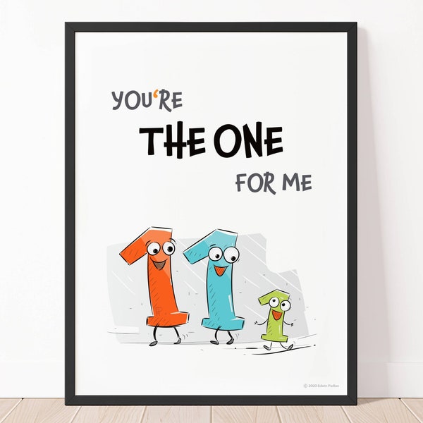 You're Number One Digital Art for Kid, Printable Letters Illustration, Colorful Alphabet Inspirational Numbers for Child Instant Download