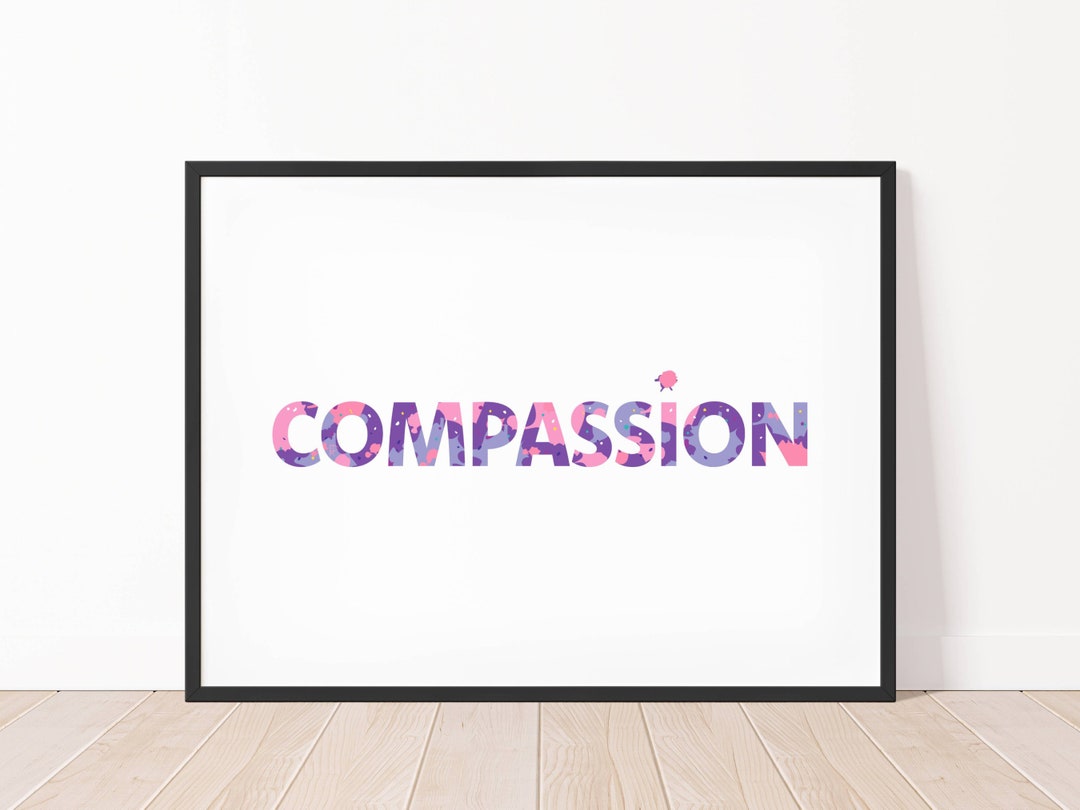 COMPASSION Art, Inspirational Core Values, Colorful Illustrations ...