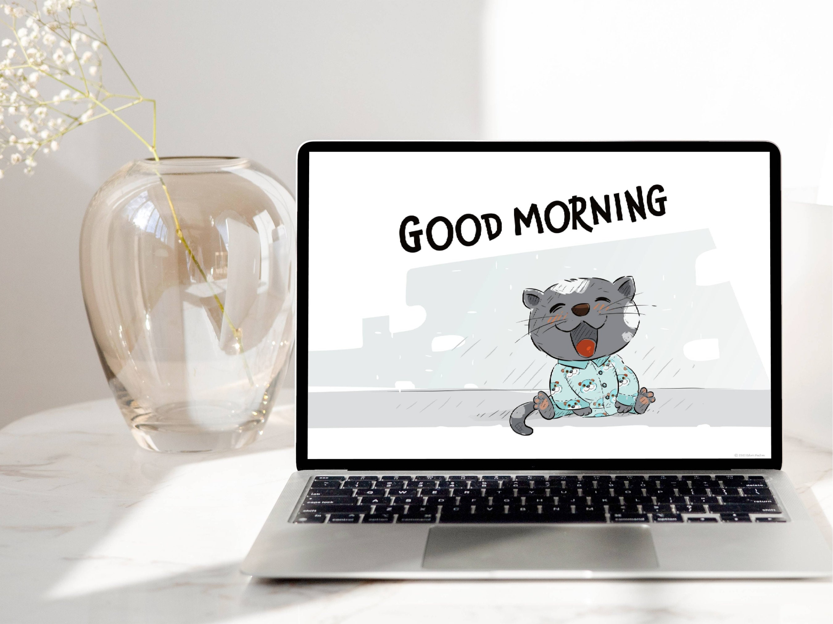 Good Morning Device Wallpaper, Cat Illustrations, Desktop Background ...