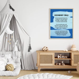Goodnight Poem Art for Kid, Printable Goodnight Poem, Colorful ...