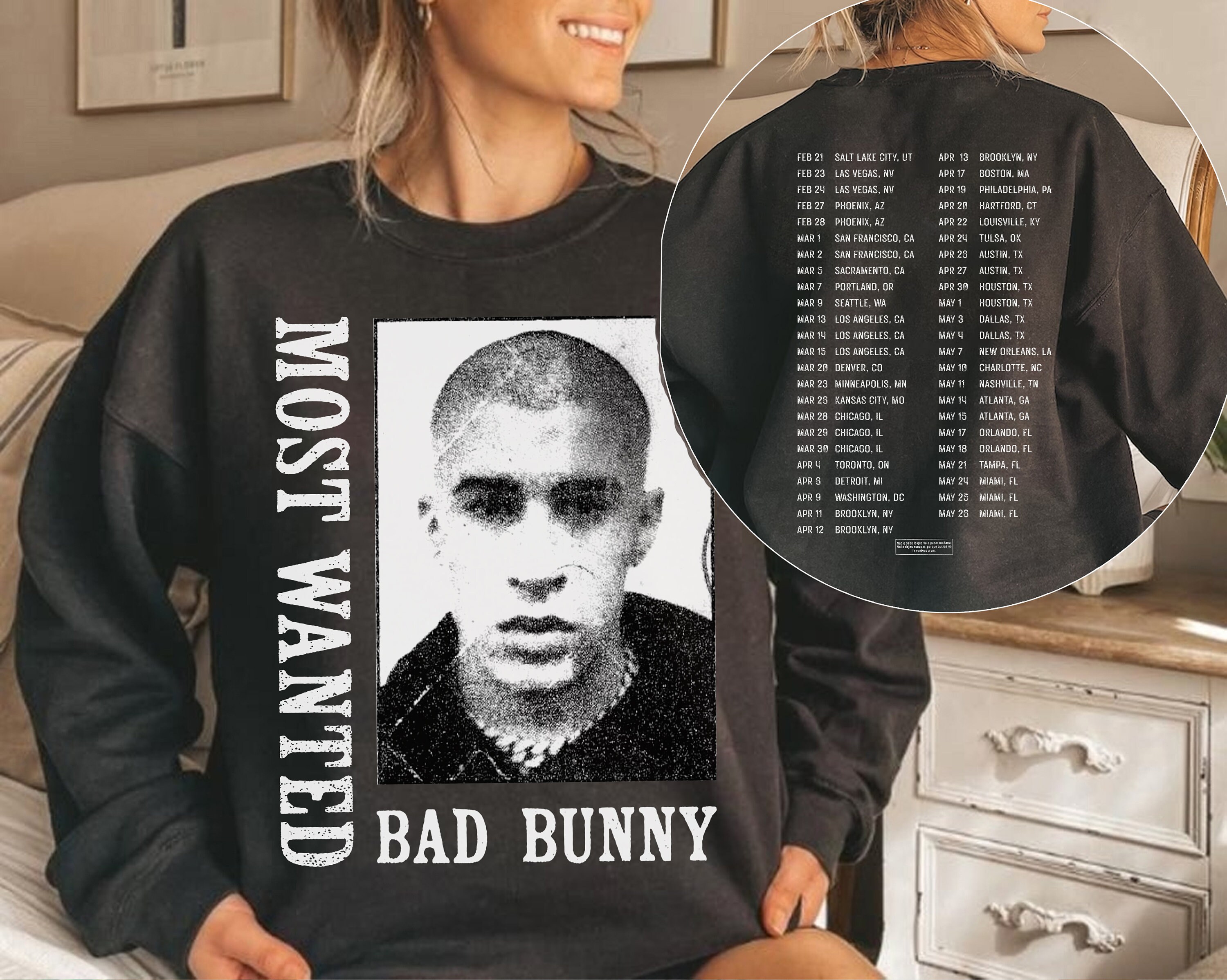 Bad Bunny Most Wanted Tour Shirt, Bad Bunny Tour 2024 TShirt, Bad Bunny Merch