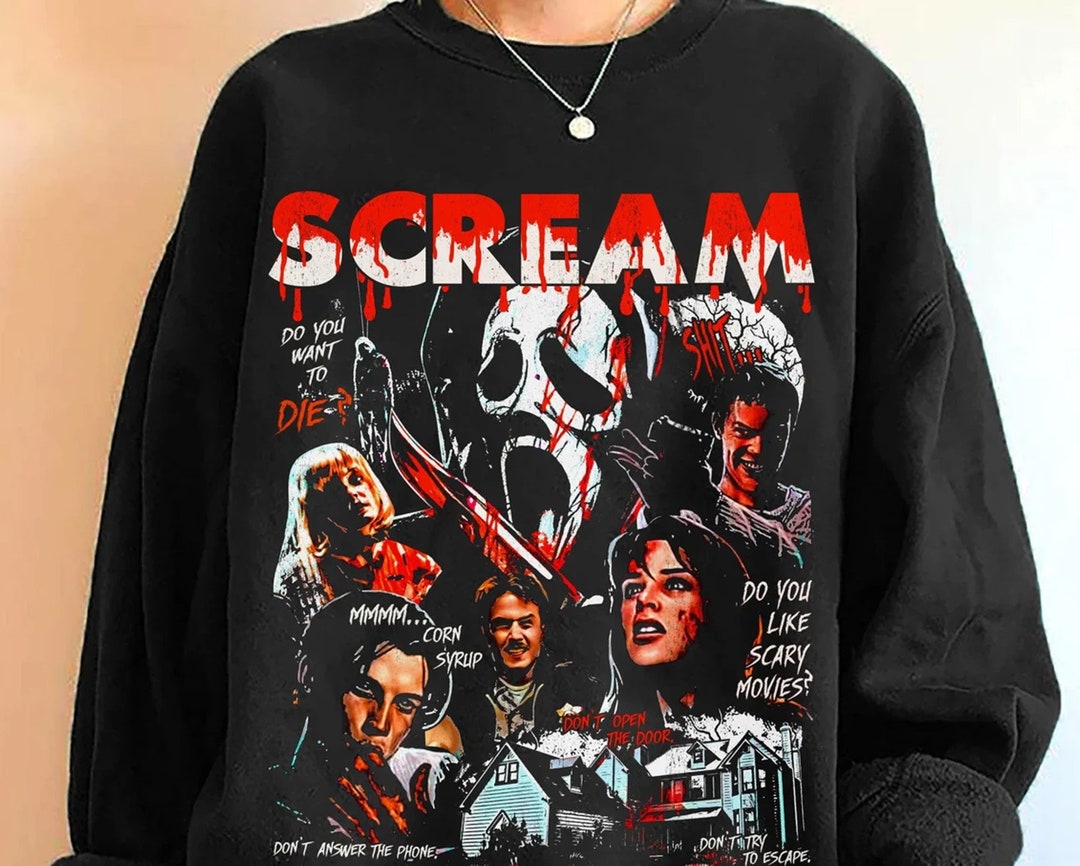 Horror Movies Scream Sweatshirt, Retro Halloween Sweatshirt, 90s Horror ...